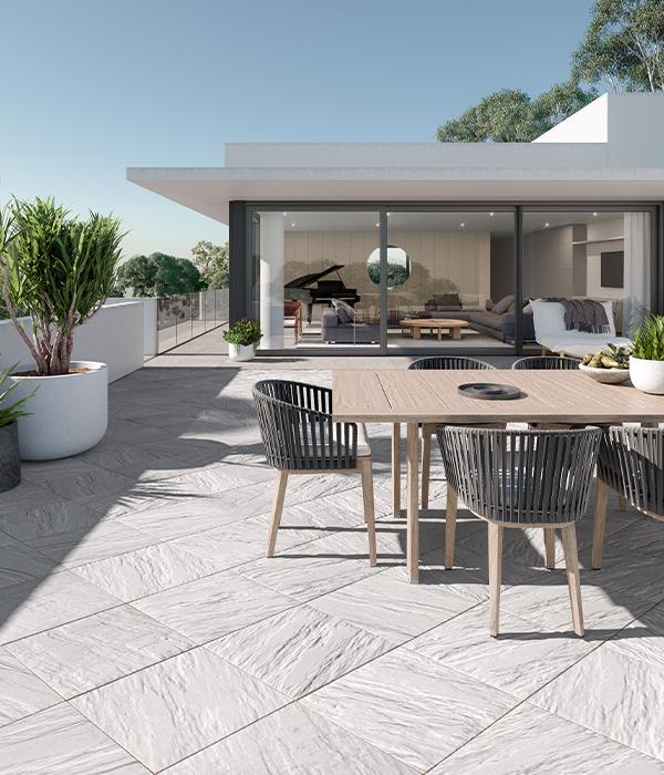 Techo bloque por espacio patios patio terraza azotea losas piedra natural gris 3