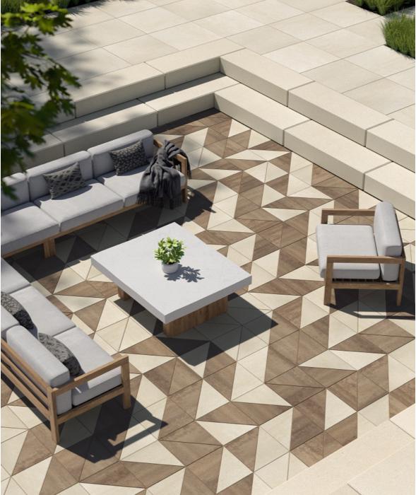 Los pilares de diseño patio triángulo de color beige marrón image1