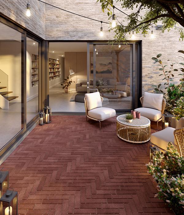 Techo bloc by space patios patio trasero adoquines rojo 1