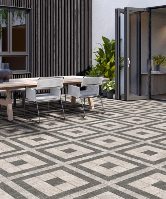 Pilares forma patio mesa de comedor adoquines gris negro image4