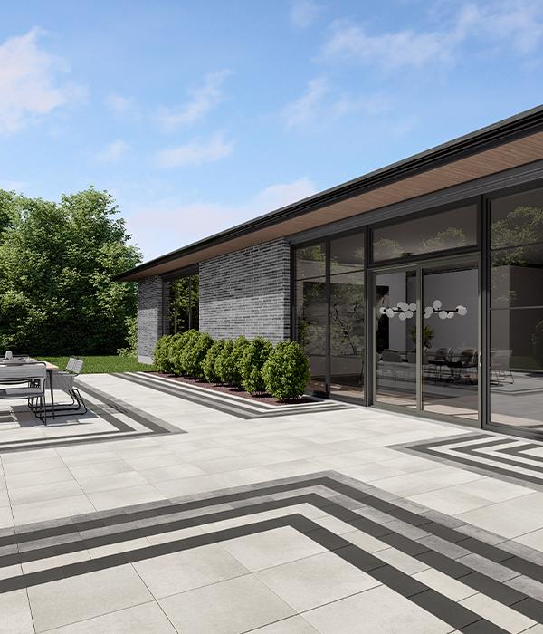 Techo bloc by style patio trasero losas adoquines gris negro moderno 1