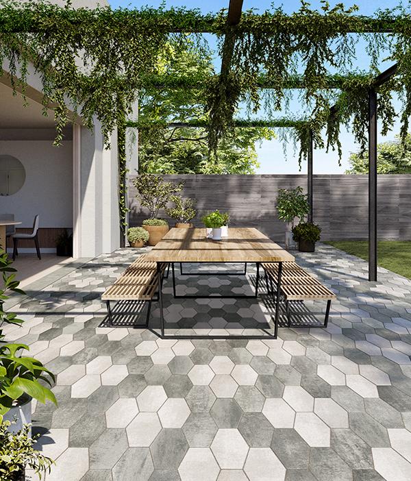Techo bloc by style patio trasero losas exóticas hexa liso gris 4