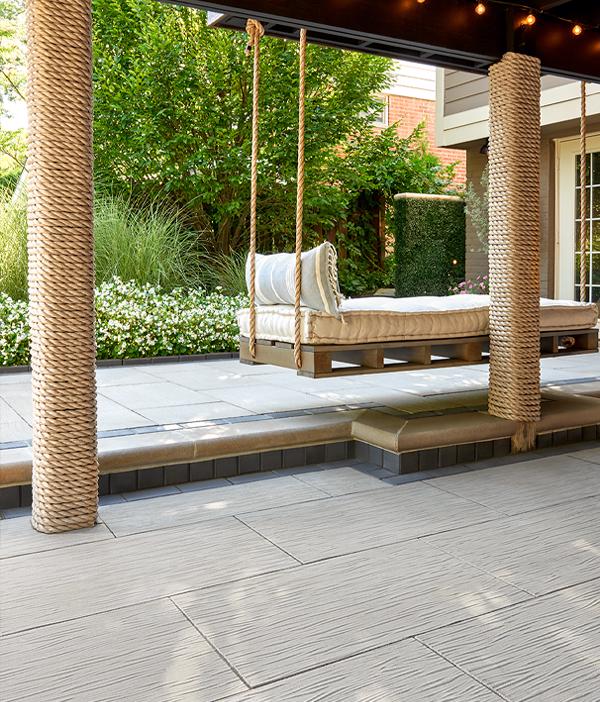 Techo bloc de estilo patio trasero losas exóticas textura océano beige 2